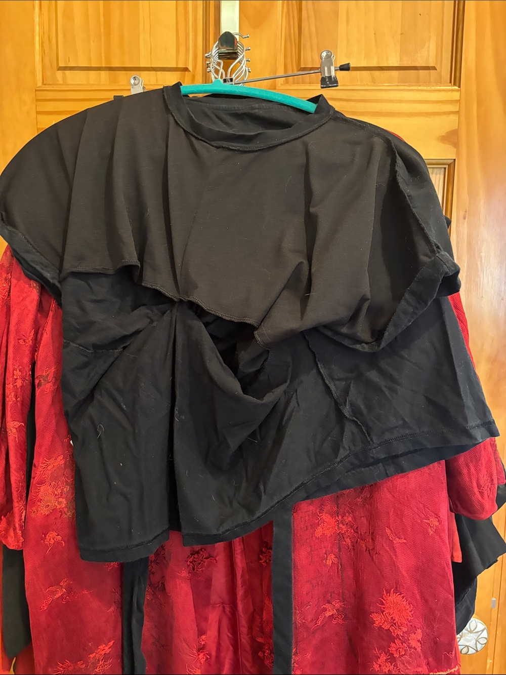 Banana Republic Black Layered Capelet Short Sleeve Top - Draped Detail